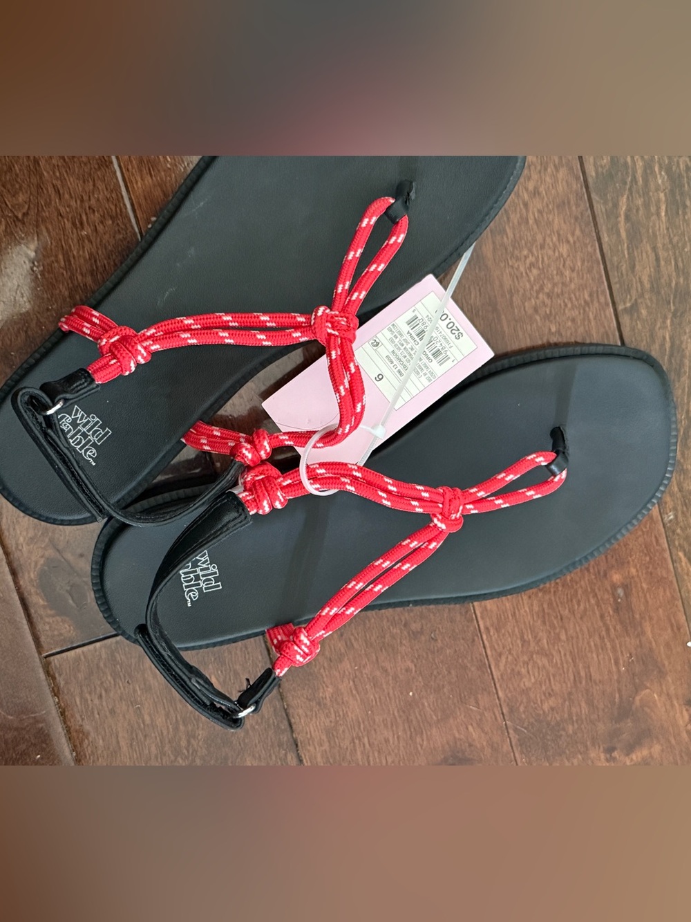 wild fable Red Rope Knot Sandals with Black Footbed
